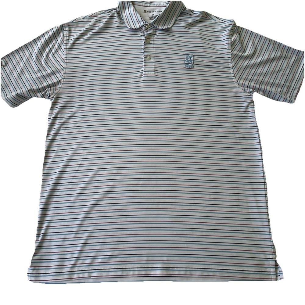 Oxford Golf Polo Shirt Striped‎ White Men's XXL Sawgrass TPG